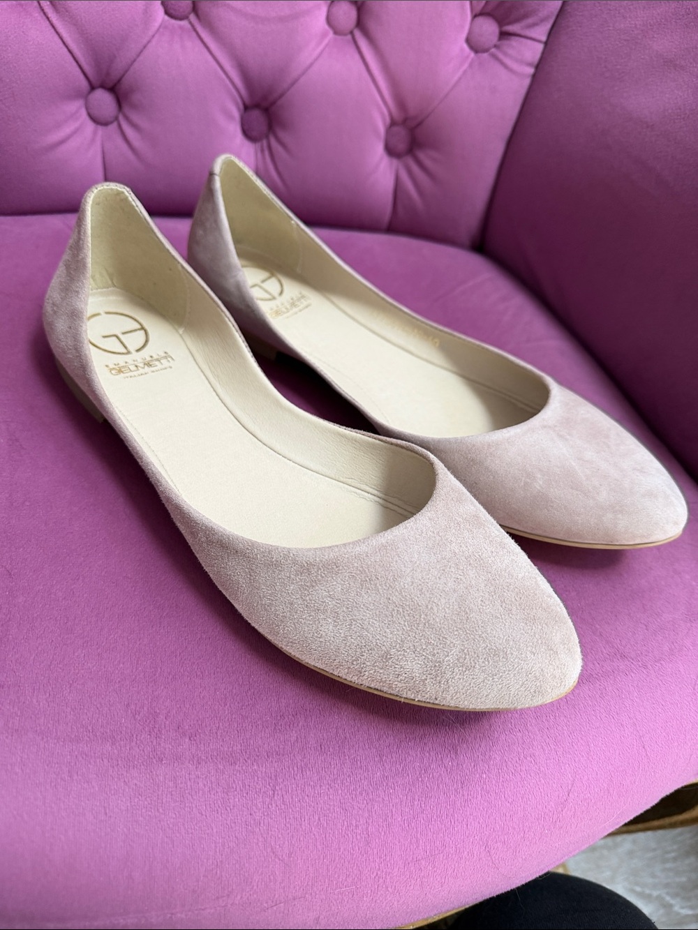 Blush Suede Pointed-Toe Flats - Women